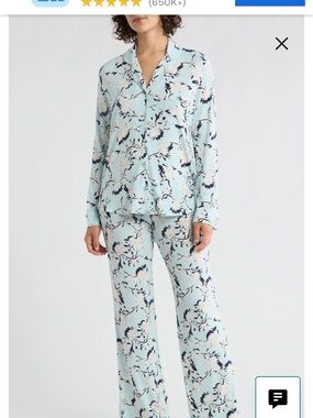 Nordstrom Relax Mint Blue Floral Pajama Top